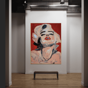 Raw Elegance Marilyn Monroe canvas art displayed on a wall